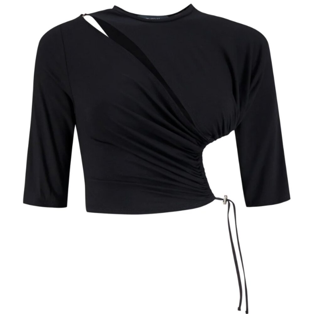 Sid Neigum Black Slash and Gathered top